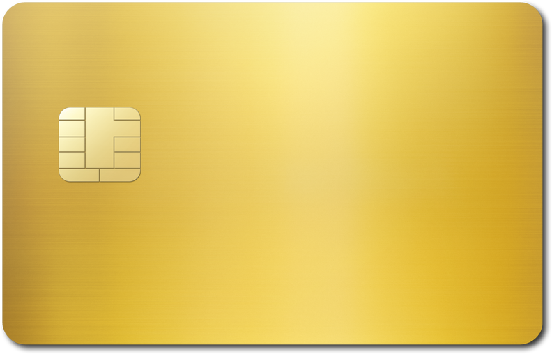 Gold credit card on a white background