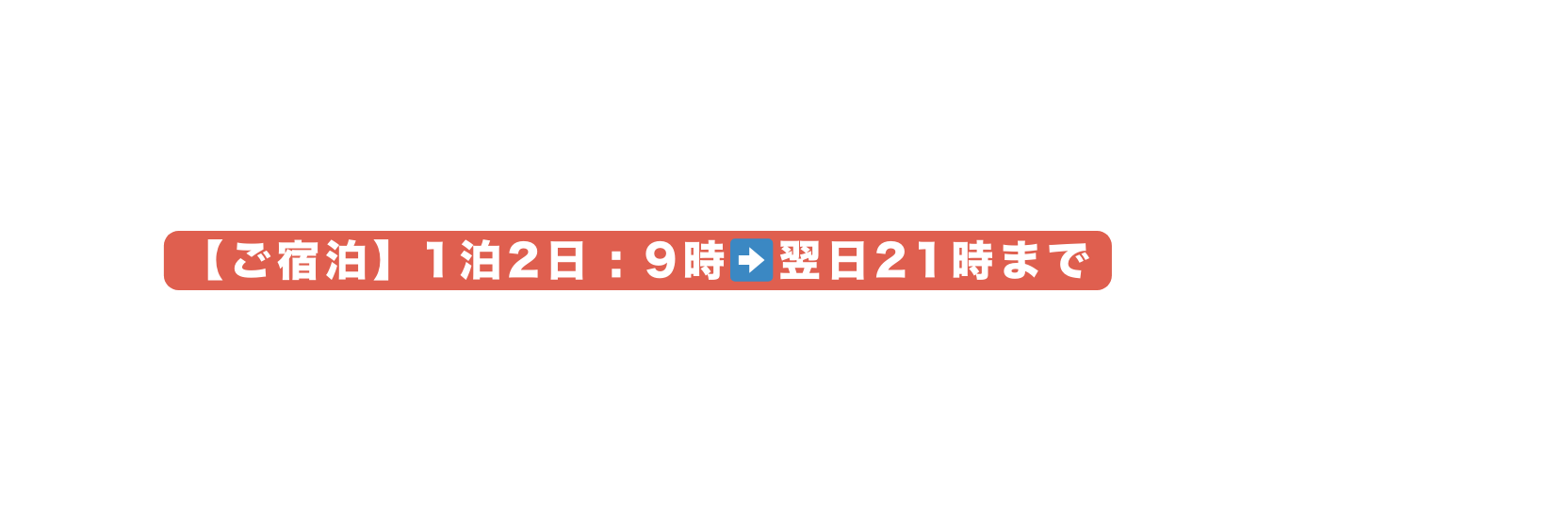 ご宿泊 1泊2日 9時 翌日21時まで