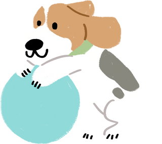 Cute Handdrawn Beagle Playing with a Ball 